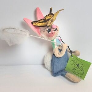 Vintage Annalee Thorndike Felt Bunny Butterfly Catcher Doll 1982 6in ANNALEE